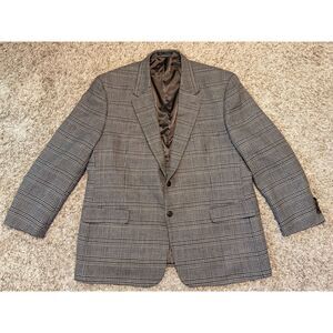 Savile Row Men's 2 Button 100% Wool Glen Plaid Sport Coat Blazer Size R50